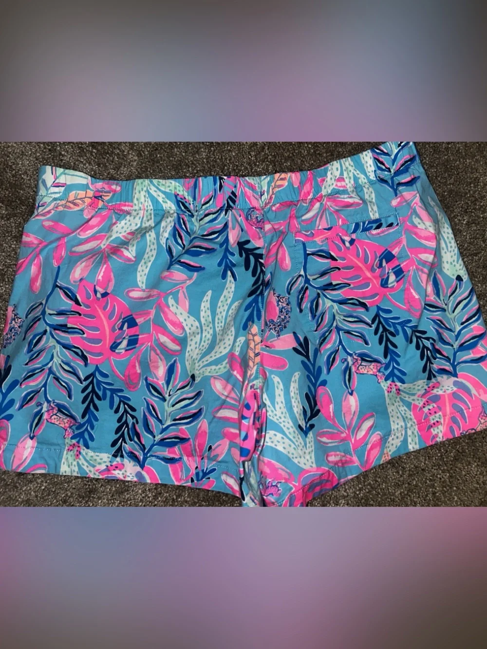 Lilly Pulitzer Blue Floral Pink Tropical Print Shorts - Picture 3 of 4